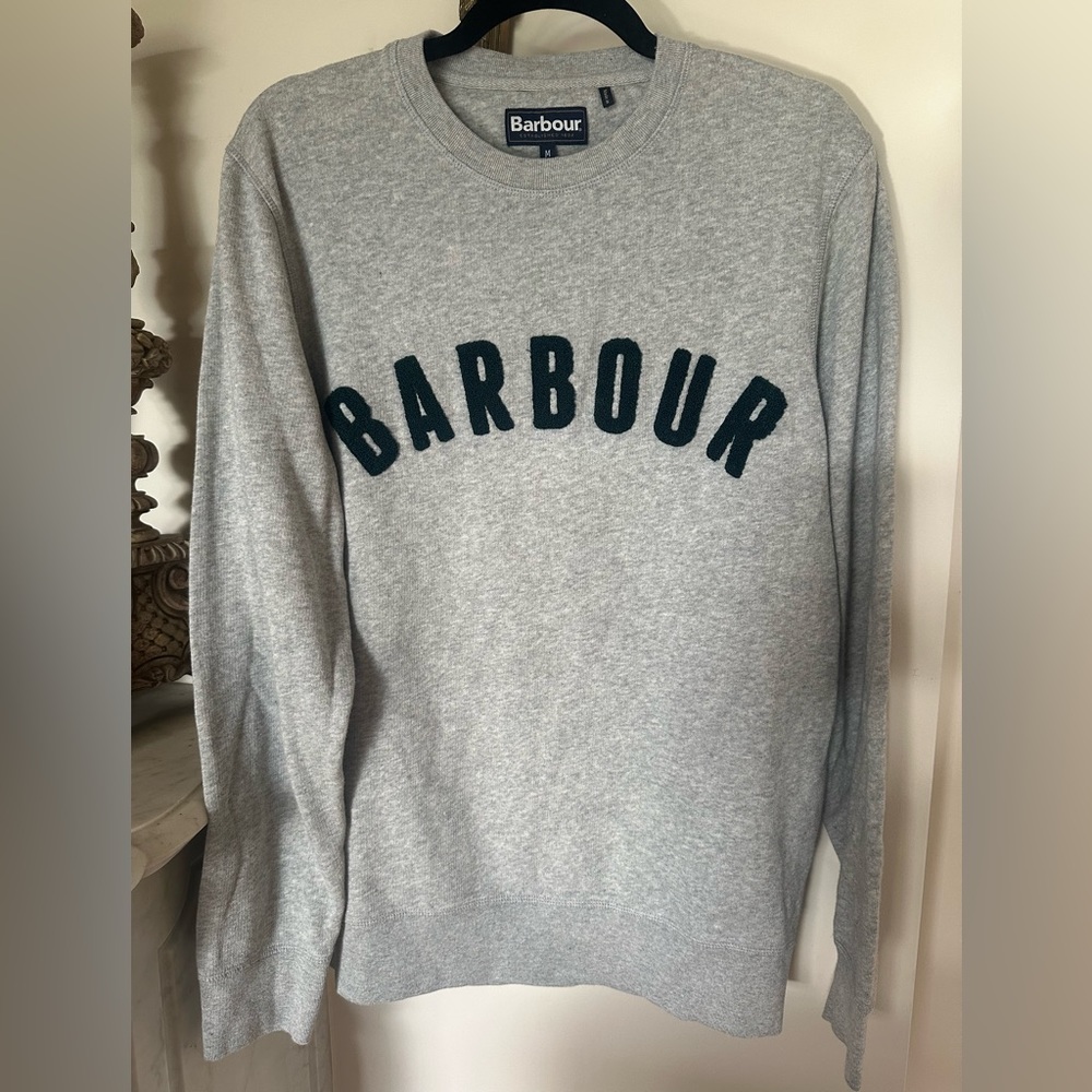 Barbour Gray Sweatshirt with Dark Green Logo